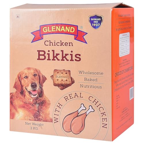 Image of Glenands Dog Biscuit Bikis 3kg for All Life Stages with Chicken Flavor | No Artificial Flavour