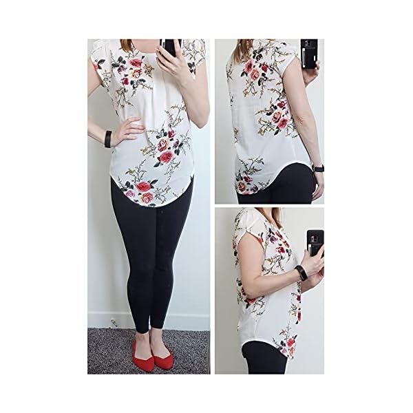 Milumia-Womens-Elegant-Floral-Print-Petal-Cap-Sleeve-Pleated-Vacation-Office-Work-Blouse-Top Milumia Women's Elegant Floral Print Petal Cap Sleeve Pleated Vacation Office Work Blouse Top Beige Large