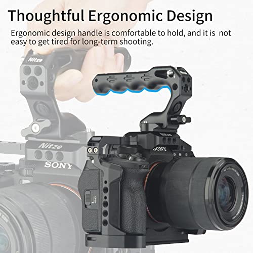 Nitze Camera Top Handle with NATO Clamp, Mini NATO Handle with Built-in Anti-Off Cold Shoe for DSLR and Mirrorless Camera Rigs (Lil Stinger II Handle) - PA28M-D1