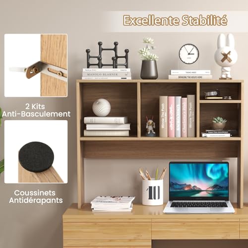 Étagère Bureau Bois 4 Niveaux Stable 94cm GOPLUS