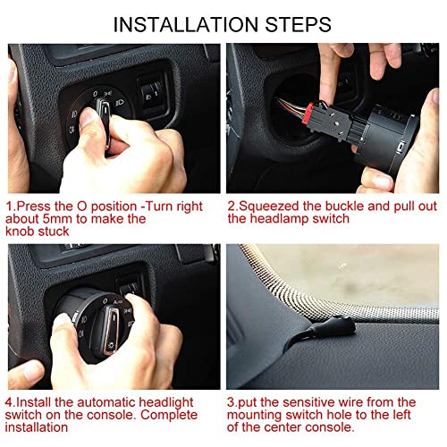 Image of Auto Headlight Switch for VW Polo 9N 6R Jetta Golf Mk4 Passat B5 B5.5 | With Extra Light Sensor, Plug Play, 1:1 Replacement, Fog Lamp Control, Leaving /Coming Home Feature