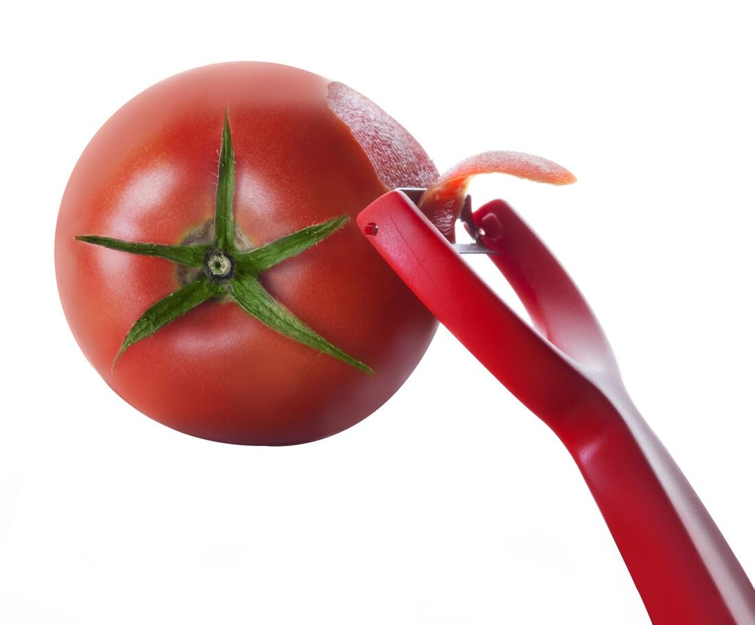 Brightium Tomato Peeler Red, Stainless Steel, 15 x 7 cm, Ideal for Peeling Tomatoes and Other Vegetables Quickly and efficiently.