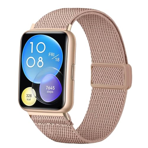 CUNUJIX Correa de repuesto de nailon elástico para Huawei Watch Fit 2 Active/Elegant/Classic, tejido elástico con cierre magnético para Huawei Watch Fit 2, mujer y hombre, Nailon, Sin gemas