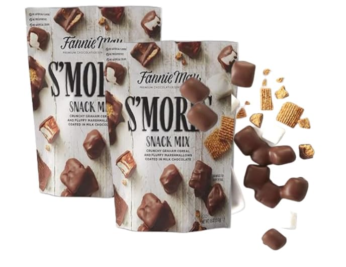 Fanie Mays~mores Snack Mix, Milk Chocolate Covered Mini Marshmallows and Graham Cereal, 14oz Bag (2 Pack)