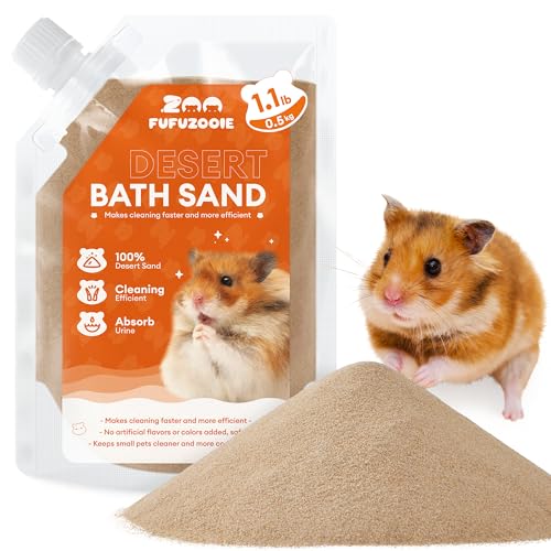 FUFUZOOIE Hamster Bath Sand 18oz Natural Desert Sand for Gerbil & Syrian Mice Brown