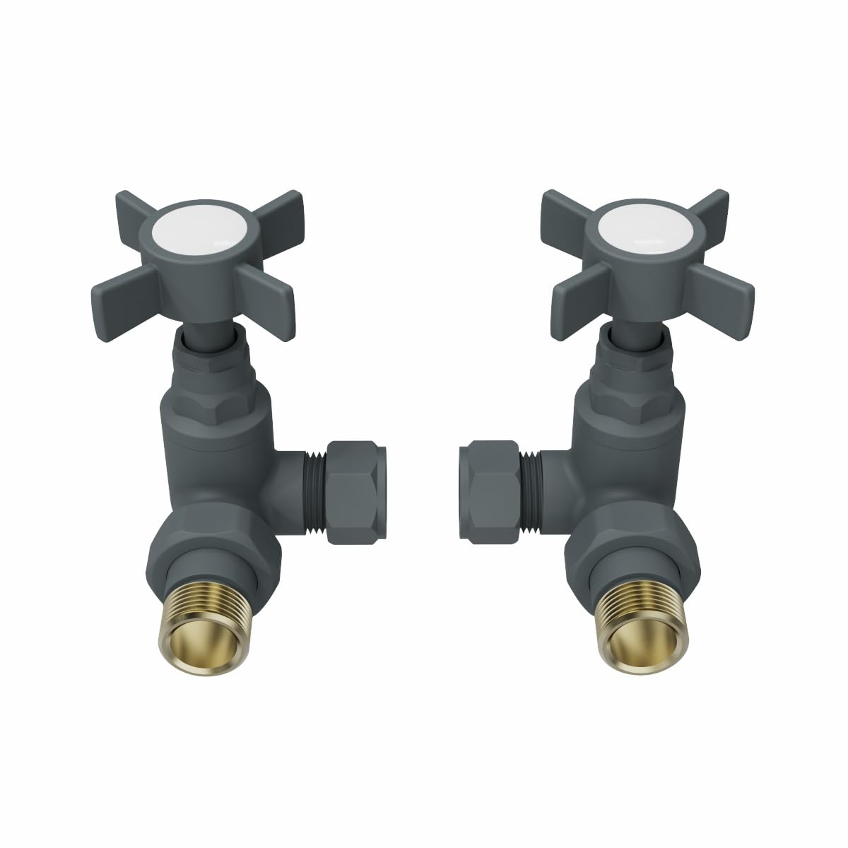 Nrg Anthracite Traditional Towel Radiator Valves Corner Manual Central Heating Taps 15Mm (Pair)