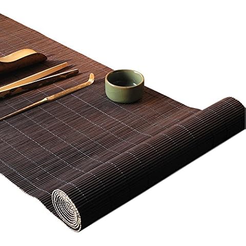 YOY Tea Ceremony - Kung Fu Tea Set Mat Natural Bamboo Tablemat Slat Handmade Bamboo Sticks Decor Placemat Tea Table Runner 12 by 47-Inch, Coffee Cover