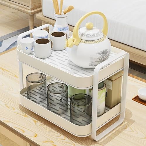 2/3 Tier Mug Holder Rack for Countertop, Carbon Steel Coffee Cup Organizer with Drying Tray, Space-Saving Kitchen & Bathroom Storage, 13.78 x 9.84 x 18.5 in