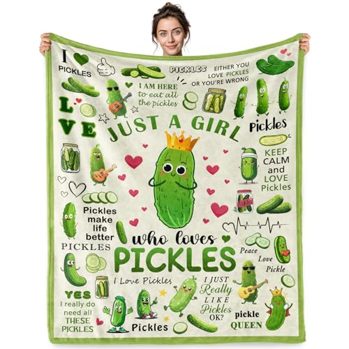 Jekeno Pickles Gifts Blanket Just A Girl Who Loves Pickles Green Blanket