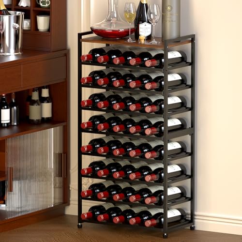 Comparison: Best Wine Storage Racks 6 Alytree 40 Bottle Wine Rack Freestanding Floor, 8-Tier Wine Storage Racks with Table Top, Detachable Wine Bottle Holder, Bar Stand Display Shelf for Kitchen, Bar, 18" L x 9.3" W x 33" H