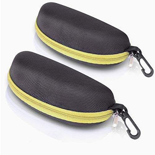 AkoaDa Brillenetui, (2 stuks) brillenkoker hardcase dames heren draagbare beschermbox met ritssluiting haak - geel