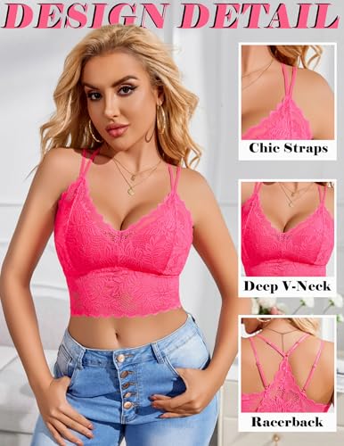 Image of Avidlove Lace Bralette for Women V Neck Camisoles Racerback Adjustable Strap Sexy Crop Tops