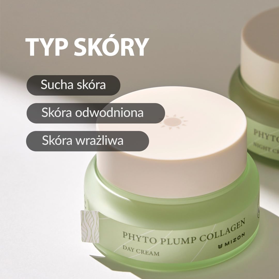 [Mizon] Krem na dzień z fitokolagenem (50 ml) Wegański i roślinny kolagen, Drobnolinijkowe zmarszczki, Nawilżenie, Pielęgnacja dzienne (Phyto Plump Collagen Day Cream)