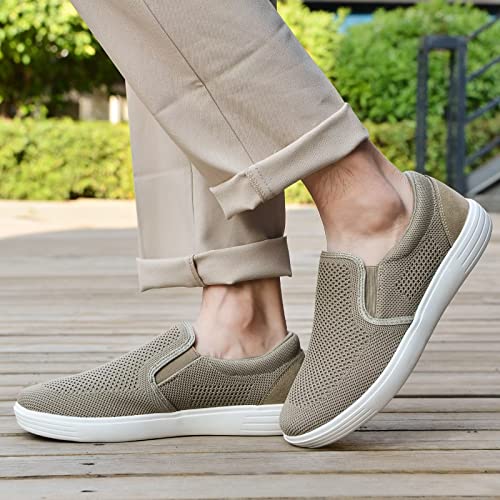 Image of konhill Mens Slip On Loafers Sneakers - Casual Knit Walking Shoes for Men, Lightweight Breathable Memory Foam Boat Shoes, Comfortable Slip-On Driving Loafers for Work Travel Beach