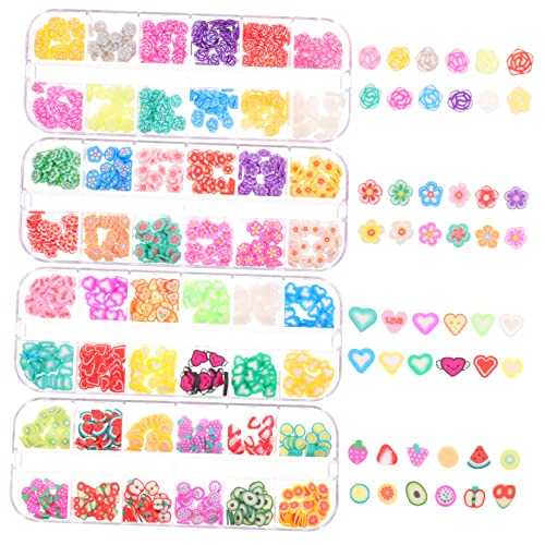 FOMIYES DIY Phone Cover Slices Jewelry Motifs 4 Sets of Polymer Clay Patches for Craft Decorations