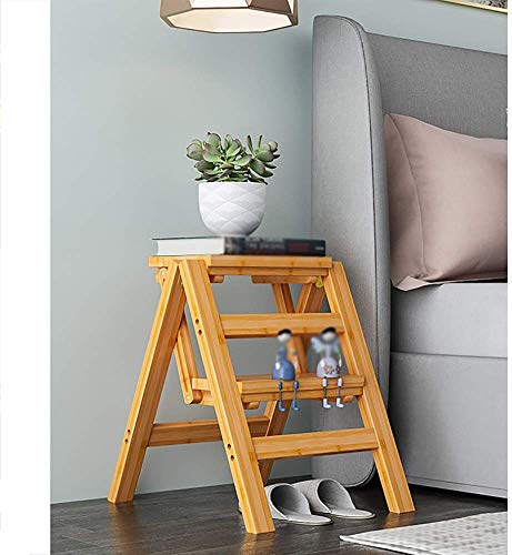 Taburete plegable de bambú de 4 capas CHEWYNP multifuncional para hogar 2
