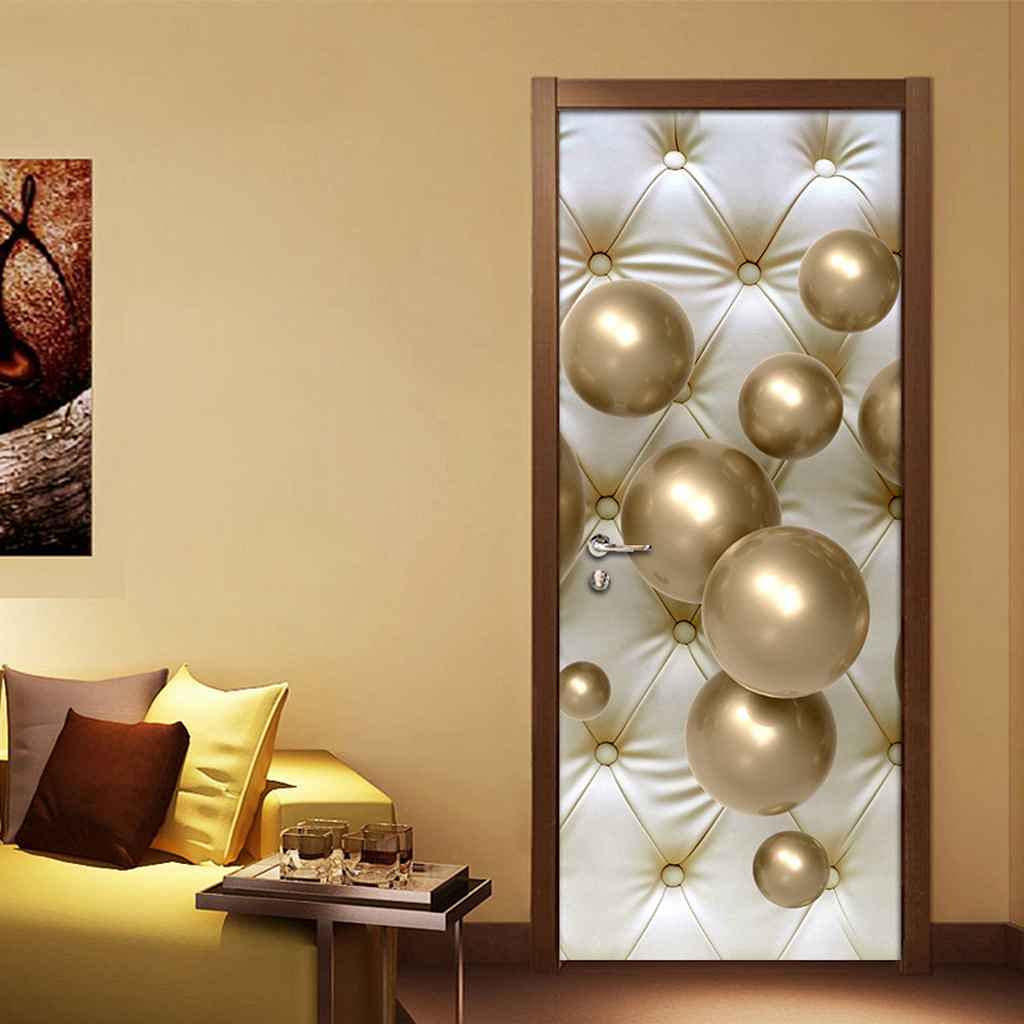 TMANQ Autocollant 3D Trompe-l’œil Pavé D’Eau Noir Et Blanc – Sticker Porte 77x200 Cm, Amovible Facile