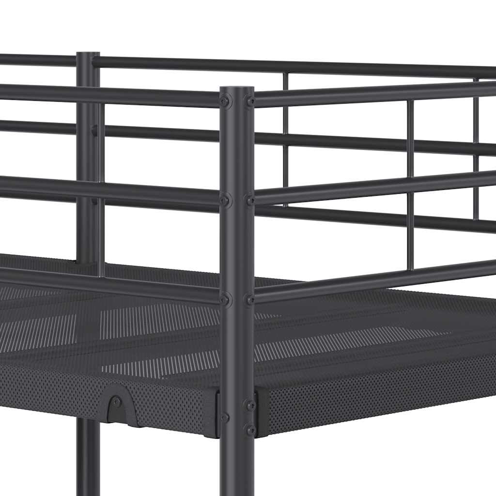 Literas Juveniles 90 x 190 con Escalera Litera Metálica 90 x 190 Litera Doble Estructura de Metal Ahorra espacio-Negro-90 x 190 cm