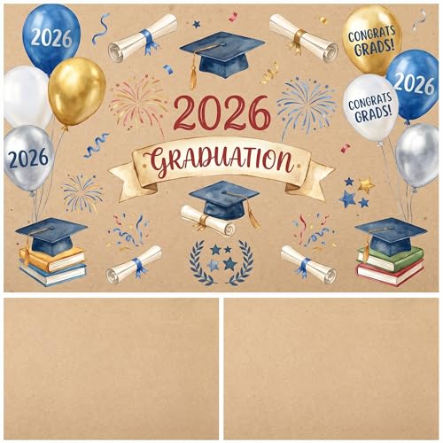 HunnmingRe 3 Pcs 3 x 4 Feet DIY Large Blank Brown Paper Banner 2026 Graduation Decoration Kraft Paint Paper for Graduation Display Wall Signs Birthday Wedding Summer Party Classroom Decor