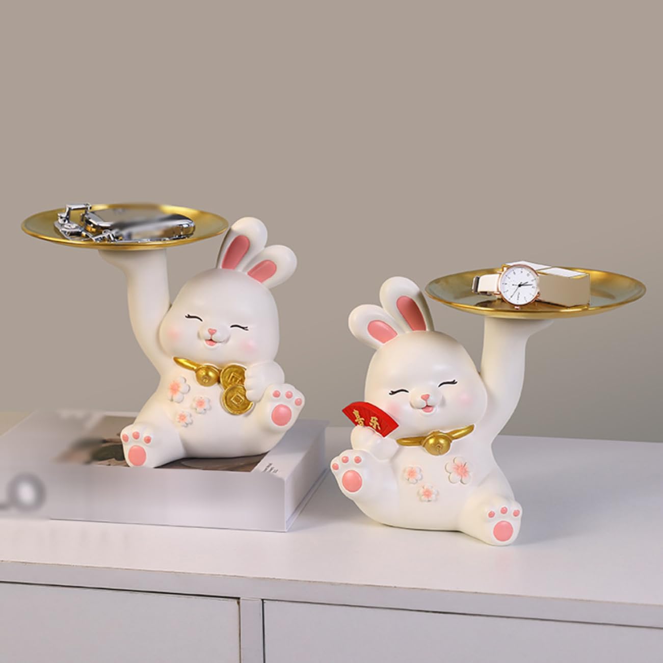 Amazon.co.jp: JAnjiaLxY おしゃれ 鍵かけ ウサギの置物 プレゼント
