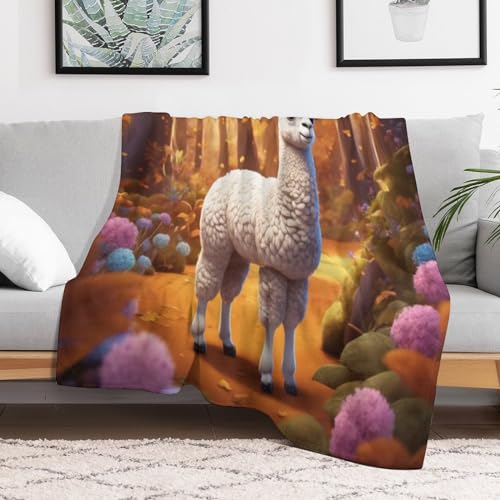 Couverture de lit super doux flannel légère et chaude plaid alpaga mignon - 3