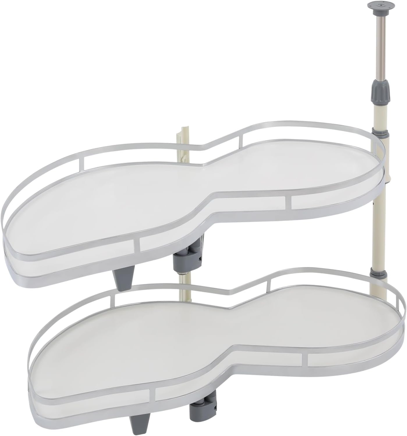 28.35*14.96in Blind Corner Pull out Organizer, Blind Corner Cabinet Pull out 2 Tier Left Swing Tray 23.62 to 29.53 in Extendable Rod Height 33.07lbs Each Tier Load Bearing for Kitchen Utensils
