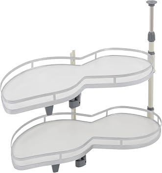 DYRABREST Blind Corner Cabinet Organizer Pull Out, 2-Tier Rotating Basket Shelves for Corner Cabinet, Left Opening Kitchen Cabinet Storage Organizer with Adjustable Height