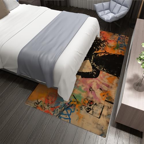 Tapis 160x230cm graffitis multicolore pour décoration salon et entrée