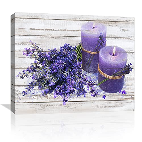 EBENG, Bathroom Decor Wall Art Purple Wall Decor Bathroom Pictures for Wall Lavender Canvas Wall Art Farmhouse Modern Framed Paintings Artwork for Home Art Prints with Wood Fram Size 12x16 Inch