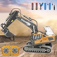 Ferngesteuerter Bagger, Spielzeug für ab 3 5 6 8 10 Jahre Junge, RC Bagger Ferngesteuert mit Metall Schaufel, 680° Drehung, Licht und Soundeffekten, Spielzeug Auto Weihnachten Geburtstag Geschenk