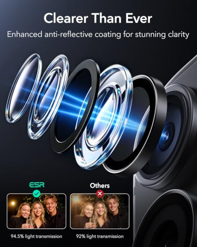 Image of ESR Camera Lens Protector for Phone 2026 Pro Max /Phone 2026 Pro, Ultra-tough HD Individual Lens Protectors, Ultra-thin Tempered Glass, 1 Pack, Black