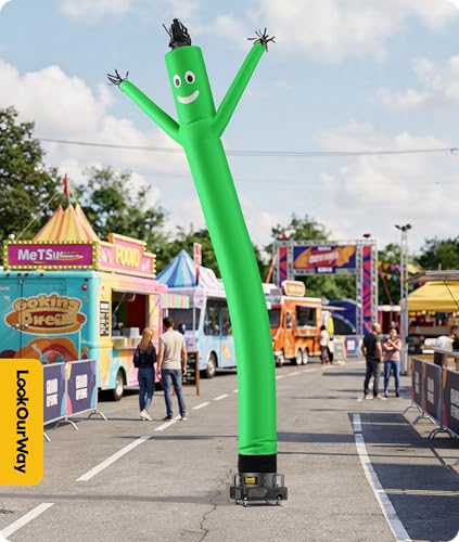 Image of LookOurWay Air Dancers Inflatable Tube Man Attachment - 20 Feet Tall Wacky Waving Inflatable Dancing Tube Guy for Business Promotion - Blower Not Included - Green