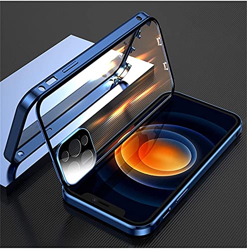 Riyueyi Case for iPhone 11/12 Double-Sided Buckle Case Safety Lock and Anti-Peeping Screen Protector 360°Magnetic Adsorption Metal Case Cover