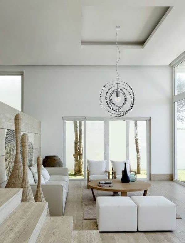 Inconnu Autre - Suspension Design en métal chromé avec Pampilles en Verre Plafonnier Lustre E27 60 Watts