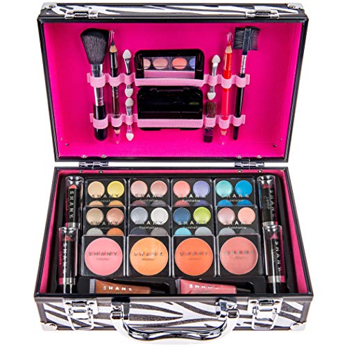 SHANY Carry All Makeup Train Case with Pro Makeup and Reusable Aluminum Case, Zebra
