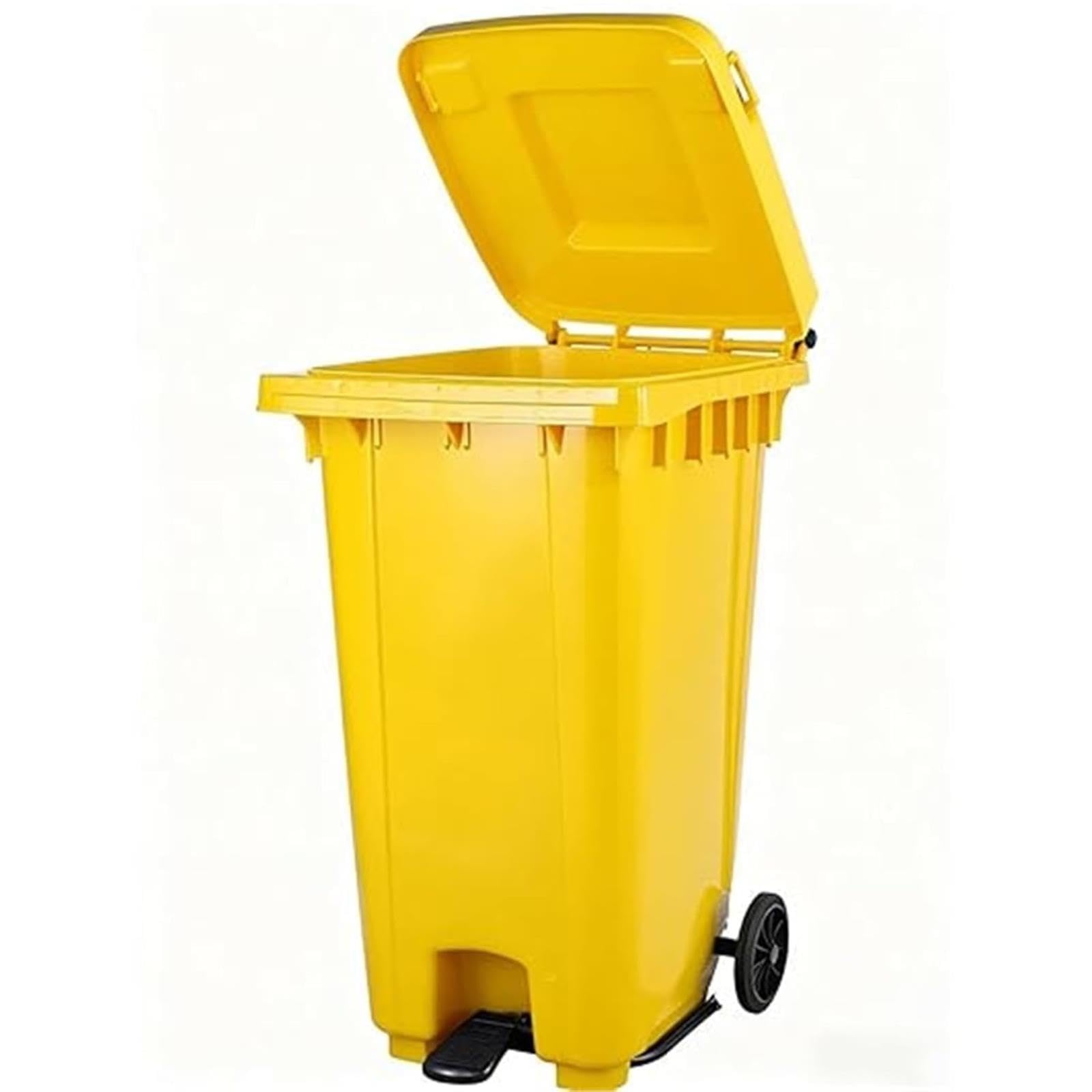 VITIWEDTY Heavy Duty Outdoor Trash Can, Wheeled Garbage Bin with Lid for Commercial and Residential Use (Yellow 28 Gallon/100L)