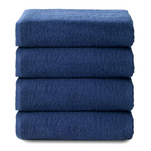 Top Towel - Plus - Badetücher - 4 Gesichts- oder Bidethandtücher - 30x50 cm - 100 % Baumwolle - Marine