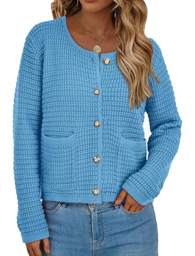 PRETTYGARDEN Women Knit Cardigan Sweaters Fall Fashion Long Sleeve Open Front Button Down Trendy Casual Jacket Winter Clothes