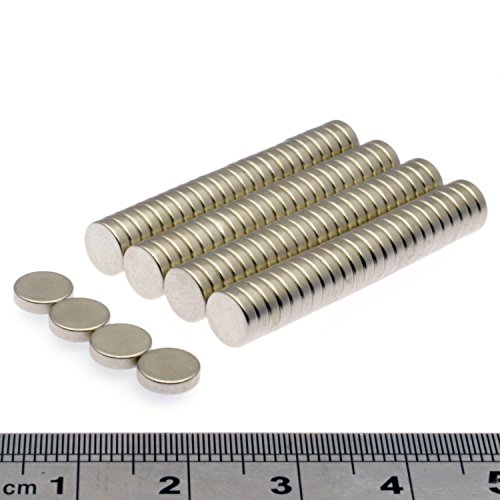 Discos manéticos de de aprox. 0,5 kg super fuertes, imanes de neodimio, (1/4" x 1/16") de POWER MAGNET STORE, Plateado, 1/4" diameter x 1/16" thick (6.4mm x 1.6mm)