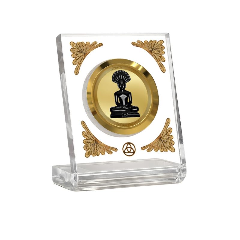 Image of DIVINITI 24K Gold Plated Lord Parshvanath Acrylic Frame for Car Dashboard, Home Temple & Office Table | Premium Spiritual Gift, Blessings for Protection & Positivity, 8x7 cm Decorative Showpiece