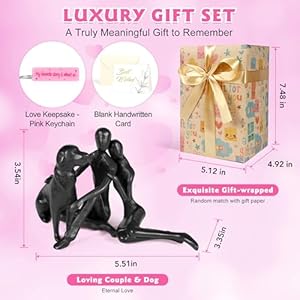 Valentines Day Gifts for Her Wife Him Husband, Sweet Couple & Dog Statue Cast Iron Sculpture Decor, Love Gifts for Couple Girlfriend Boyfriend Women Men Wedding Anniversary Birthday Valentines Day Gifts for Her Wife Him Husband Sweet Couple Dog Statue Cast Iron Sculpture Decor Love Gifts for Couple Girlfriend Boyfriend Women Men Wedding Anniversary Birthday