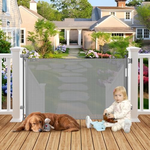Weatherproof Outdoor Retractable Dog Gate 55