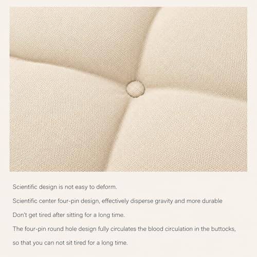 Image of Rocking Chair Cushion 18 x 50 Inch Thick Tufted Chair Cushion with Backrest and Seat Pad Soft Premium Fabric Polyester Filling Non Slip Indoor Outdoor Rocking Chair Replacement Cushion (Off White)
