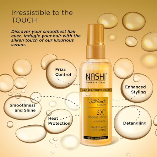 Image of Nashi Professional Hair Rejuvenate Serum 100ml, Argan Oil Hair Serum for Frizzy Hair, Silky Touch Hair Serum for Curly Hair and for All Hair Types