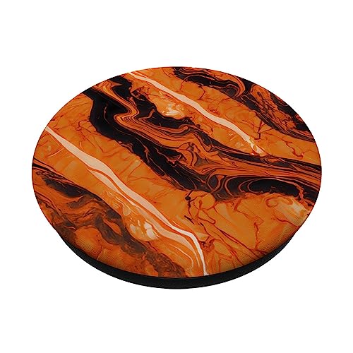 Abstract Orange Pattern #014 PopSockets Swappable PopGrip, Black - Image 2