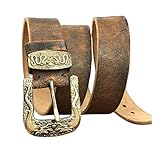 [CALIDAD SUPERIOR] Cinturón de cintura de cuero genuino 100% para hombres, no cuero de baja calidad, bien decorado su ropa y manifiesta su alto gusto e individualidad;La exclusiva hebilla de cinturón Dragon Cowboy Brass es duradera y vintage