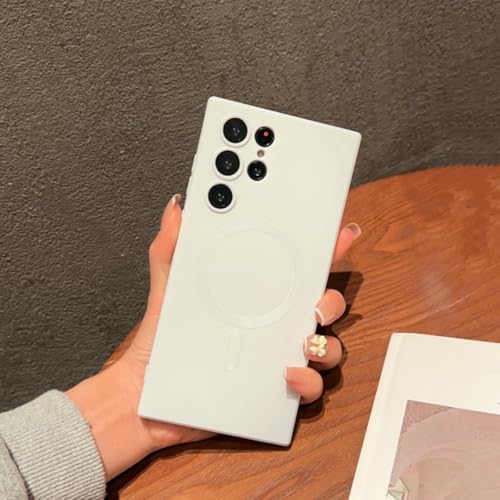 Coque Samsung S21 Ultra mate blanche avec protection magnétique
