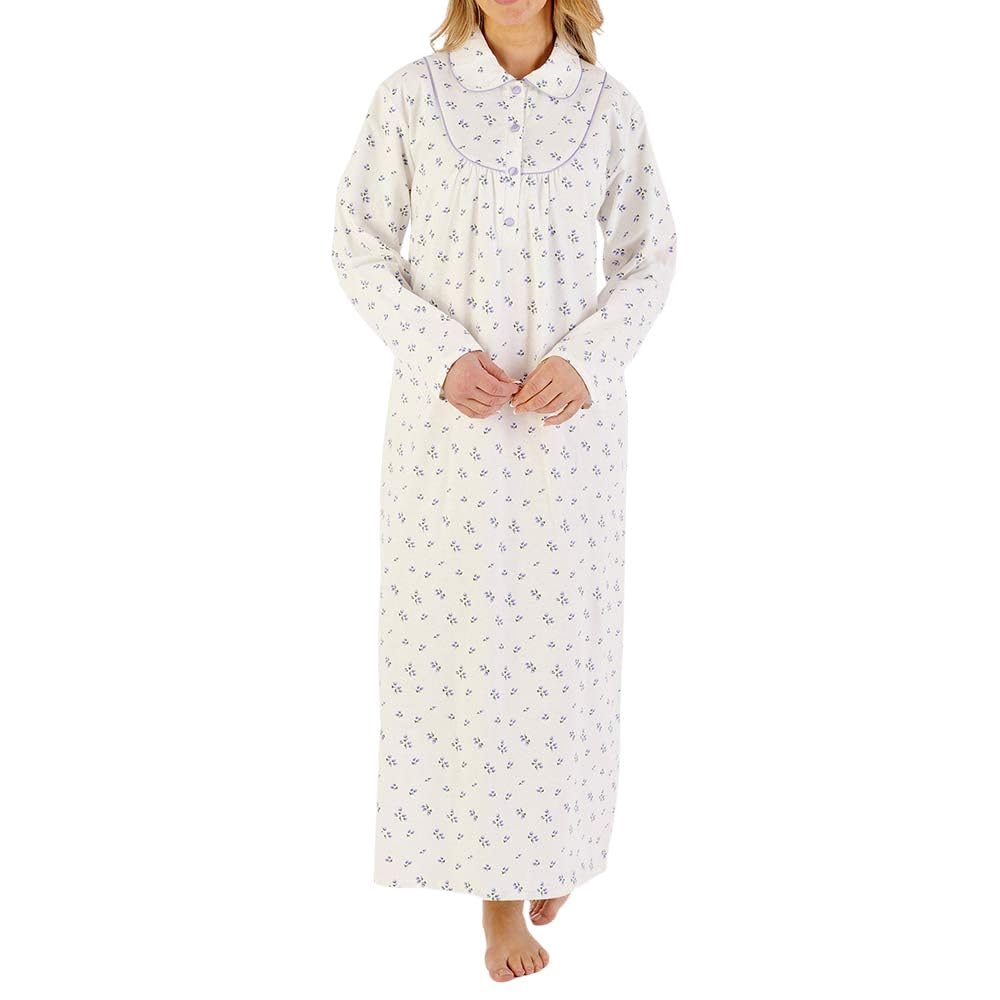 Slenderella Tulip Brushed Cotton Longer Length 51 Inch Nightdress (16/18, purple)