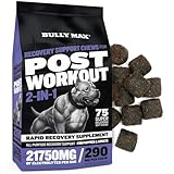 Bully Max 2-in-1 Post-Workout Recovery Support Chews - Dog Vitamins and Food Supplement for Small & Large Breeds - Puppy and Adult Dog Hydration & Electrolyte Replenishment - 75 Soft and Tasty Chews