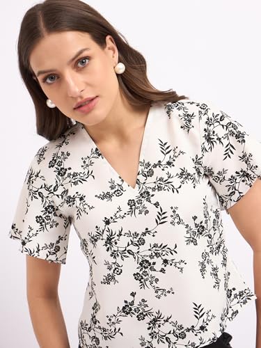 Image of SheWill Women's Embroidered Cotton Blend Ethnic & Western Top